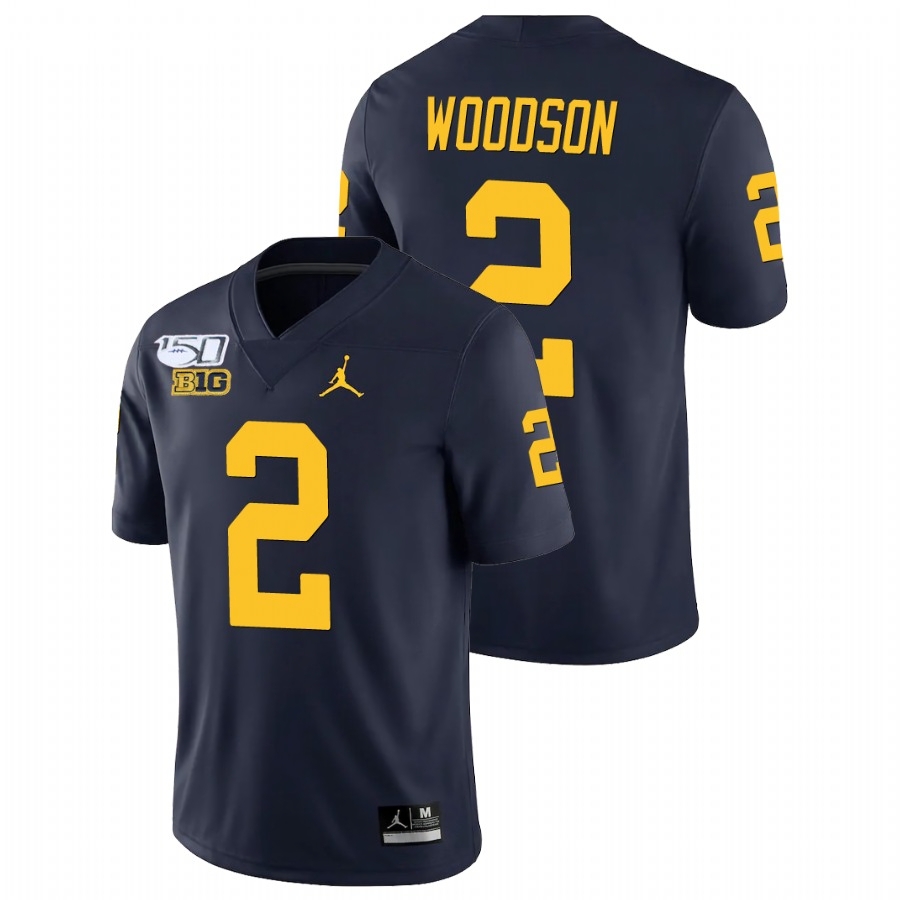 Michigan Wolverines Men's NCAA Charles Woodson #2 Navy Alumni Player Game College Football Jersey ZBU5849YY
